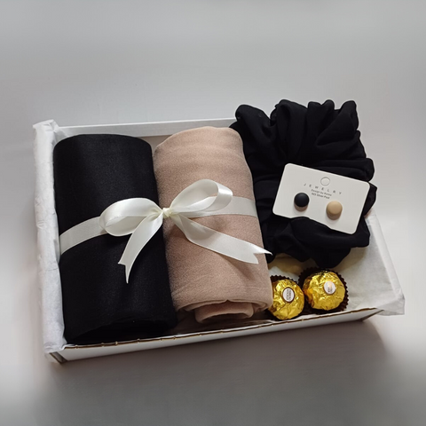 Hijab Gift Set | Black & Beige | Jersey Hijabs