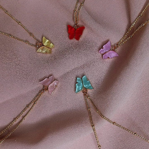 Cute Butterfly Necklaces | 18" Golden Chain with Gold clasp